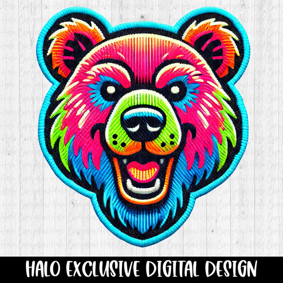 Neon Faux Patch Bear 2