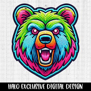 Neon Faux Patch Bear