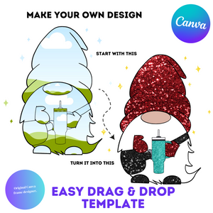 GNOME WITH TUMBLER CROSSBODY CANVA FRAMES TEMPLATE