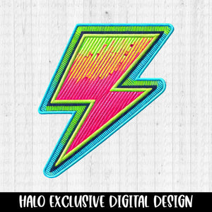 Neon Faux Patch Chargers/Lightning Bolt