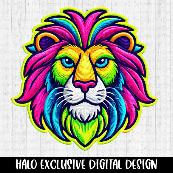 Neon Faux Patch Lion