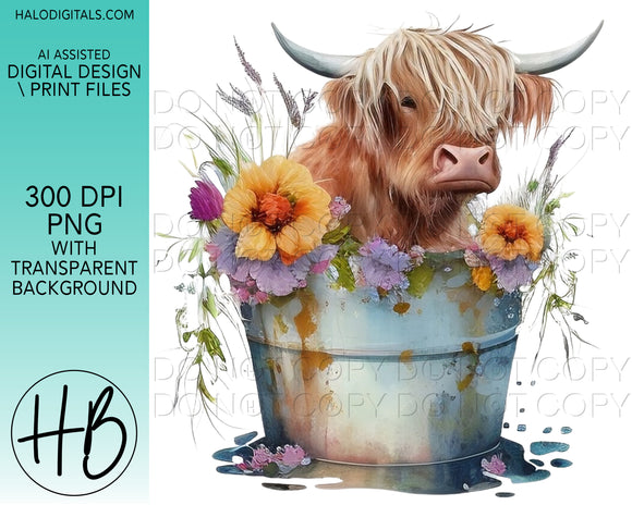 HIGHLAND COW IN WASHTUB #10