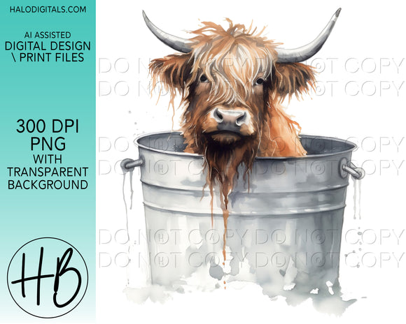 HIGHLAND COW IN WASHTUB #11