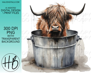 HIGHLAND COW IN WASHTUB #3