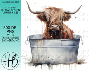 HIGHLAND COW IN WASHTUB #4