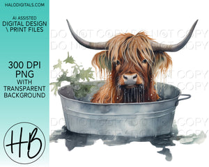 HIGHLAND COW IN WASHTUB #5