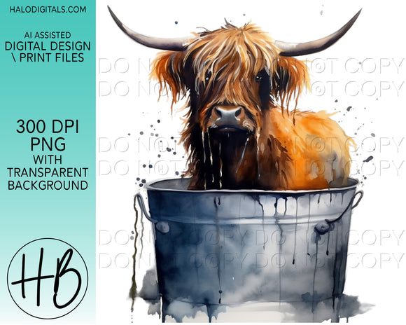 HIGHLAND COW IN WASHTUB #6