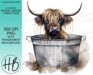 HIGHLAND COW IN WASHTUB #8