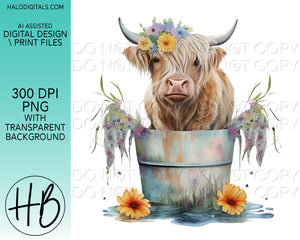 HIGHLAND COW IN WASHTUB #9