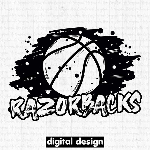 RAZORBACKS GRUNGE BASKETBALL - BLACK