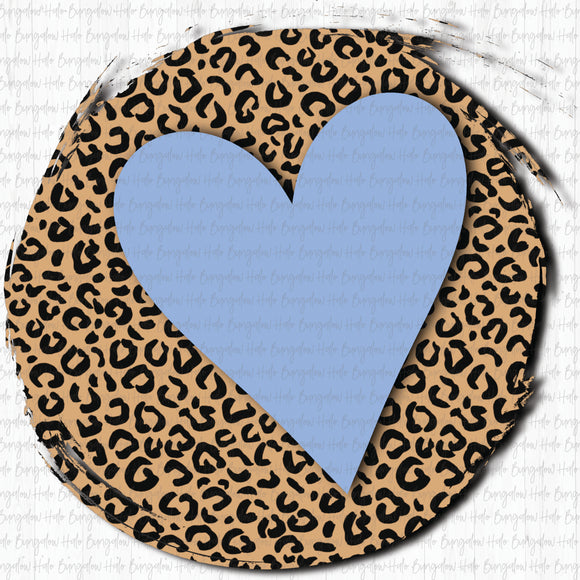 LEOPARD CIRCLE WITH HEART - COLUMBIA BLUE