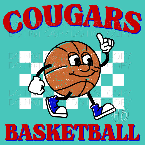 BASKETBALL CHARACTER - COUGARS RED & BLUE