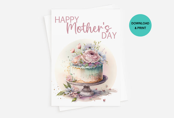 MOTHER'S DAY CARD - CP105 - WATERCOLOR CAKE WITH FLOWERS