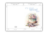 SPECIAL DAY CARD - CP107 - WATERCOLOR CAKE WITH FLOWERS