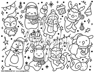 CHRISTMAS ANIMALS COLORING PAGE *FREEBIE*