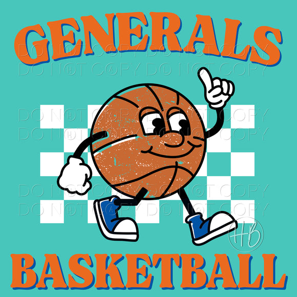 BASKETBALL CHARACTER - GENERALS ORANGE & BLUE