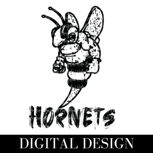 HORNETS GRUNGE MASCOT - BLACK