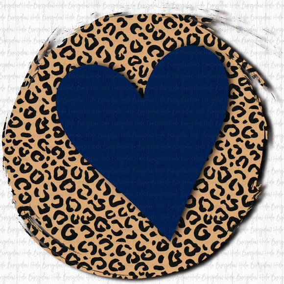 LEOPARD CIRCLE WITH HEART - NAVY