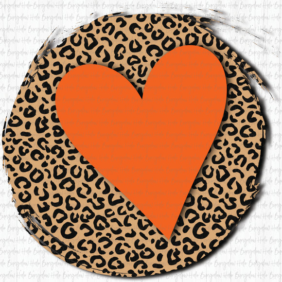 LEOPARD CIRCLE WITH HEART - ORANGE
