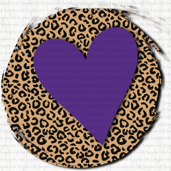 LEOPARD CIRCLE WITH HEART - PURPLE