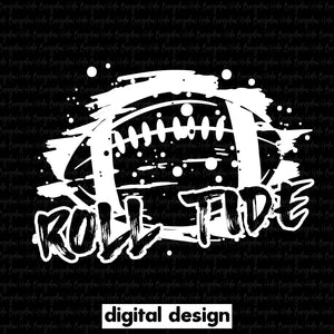 ROLL TIDE GRUNGE FOOTBALL - WHITE