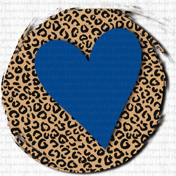 LEOPARD CIRCLE WITH HEART - ROYAL BLUE