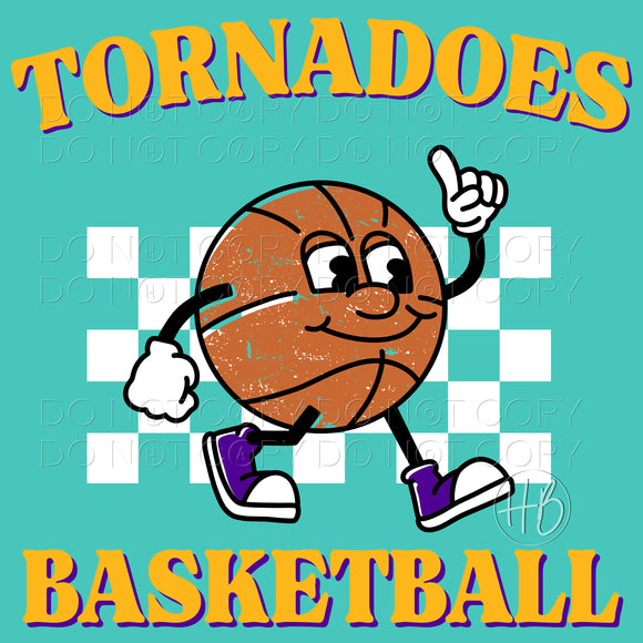 BASKETBALL CHARACTER - TORNADOES PURPLE & GOLD
