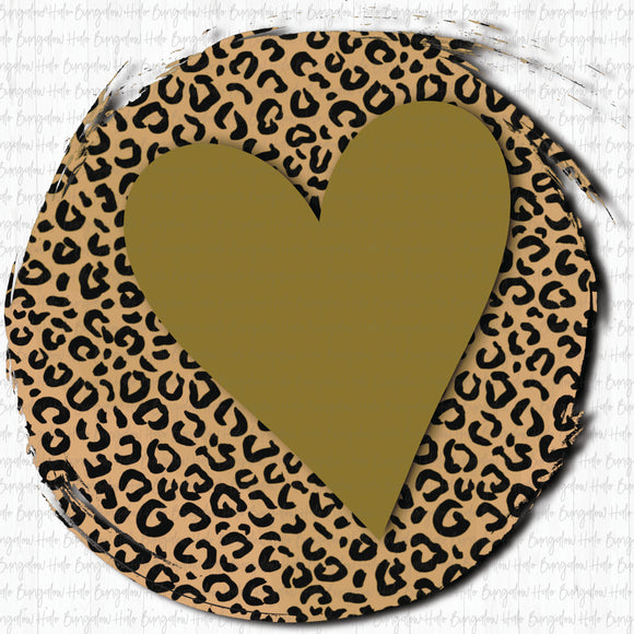 LEOPARD CIRCLE WITH HEART - VEGAS GOLD