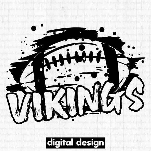 VIKINGS GRUNGE FOOTBALL - BLACK