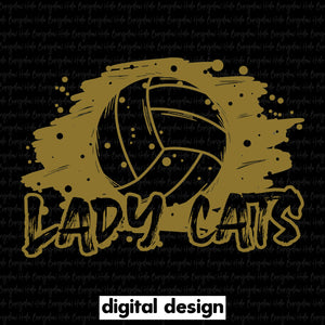 LADY CATS GRUNGE VOLLEYBALL - VEGAS GOLD