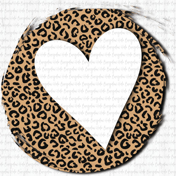 LEOPARD CIRCLE WITH HEART - WHITE