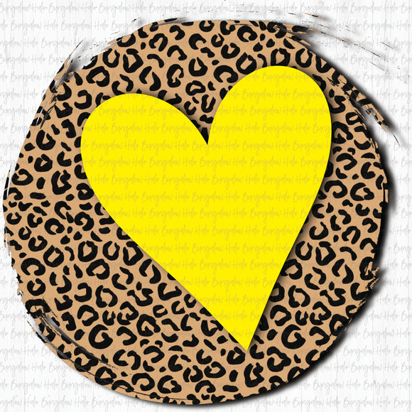 LEOPARD CIRCLE WITH HEART - YELLOW