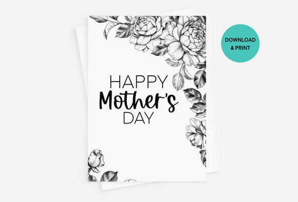 MOTHER'S DAY CARD - CP101 - BLACK AND WHITE FLORAL