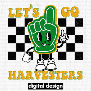 LET'S GO HARVESTERS GREEN AND YELLOW