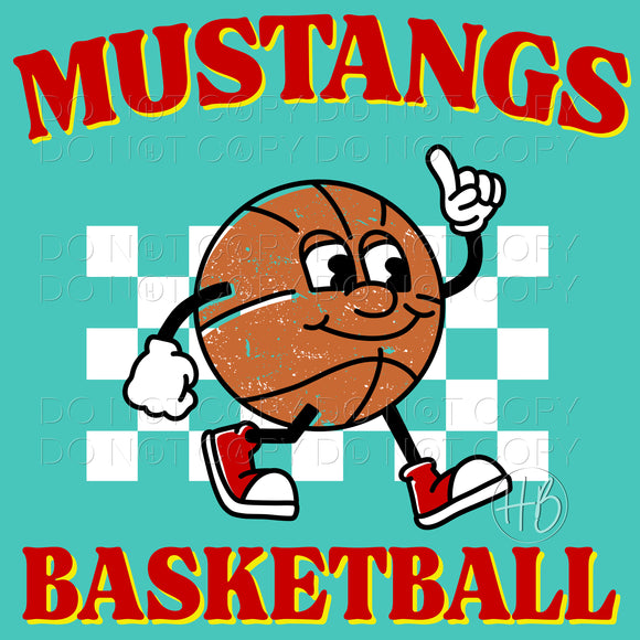 BASKETBALL CHARACTER - MUSTANGS RED & YELLOW