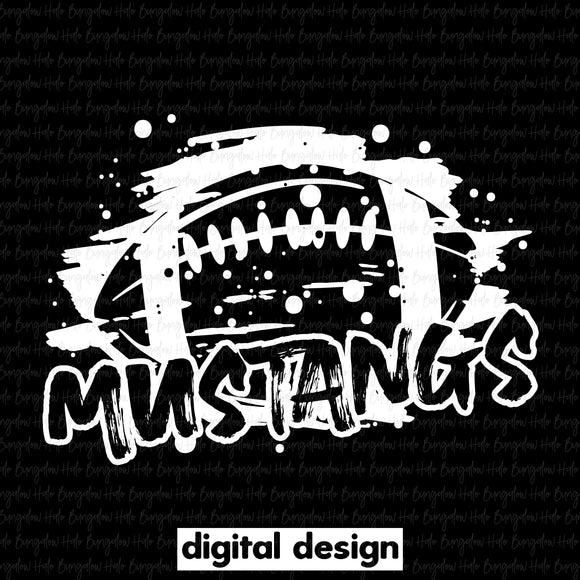 MUSTANGS GRUNGE FOOTBALL - WHITE