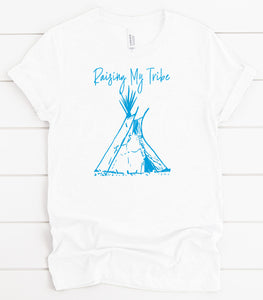 Raising My Tribe Tee Pee Columbia Blue Ink